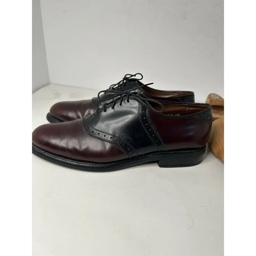 Allen Edmonds 71006 Polo Burgundy 2-Tone Plain Toe Saddle‎ Shoes Mens 8.5 D